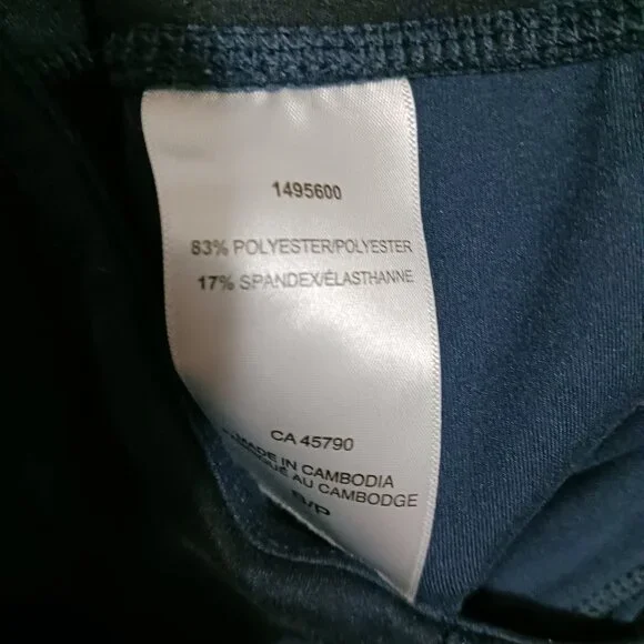 Danskin Blue & Black Full Length Leggings with Deep Side Pockets Women's Size S - Picture 4 of 4